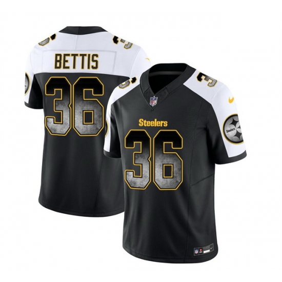 Men Pittsburgh Steelers 36 Jerome Bettis Black White 2023 F U S E Smoke Vapor Untouchable Limited Stitched Jersey Men Pittsburgh Steelers 36 Jerome Bettis Black White 2023 F U S E Smoke Vapor Untouchable Limited Stitched Jersey