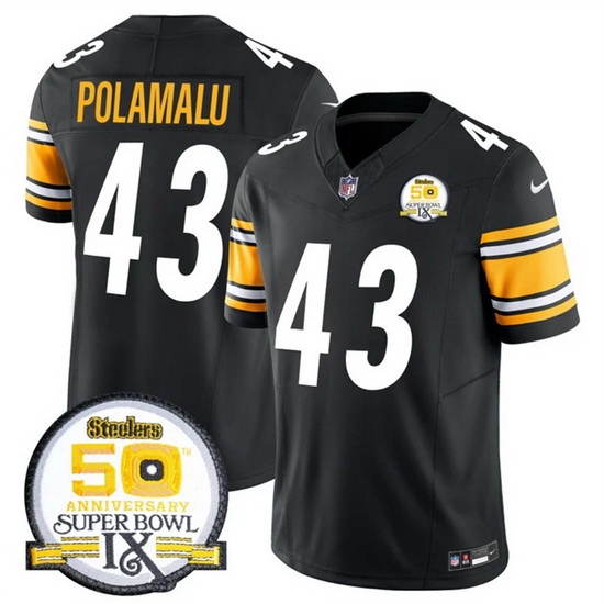 Men Pittsburgh Steelers 43 Troy Polamalu Black 2024 F U S E 50th Anniversary Of Super Bowl IX Alternate Vapor Untouchable Limited Stitched Jersey Men Pittsburgh Steelers 43 Troy Polamalu Black 2024 F U S E 50th Anniversary Of Super Bowl IX Alternate Vapor Untouchable Limited Stitched Jersey