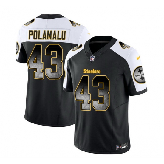 Men Pittsburgh Steelers 43 Troy Polamalu Black White 2023 F U S E Smoke Vapor Untouchable Limited Stitched Jersey Men Pittsburgh Steelers 43 Troy Polamalu Black White 2023 F U S E Smoke Vapor Untouchable Limited Stitched Jersey