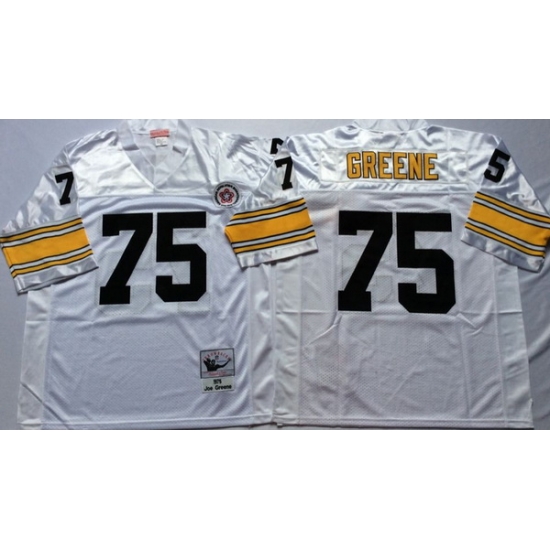 Men Pittsburgh Steelers 75 Joe Greene White M&N Throwback Jersey Men Pittsburgh Steelers 75 Joe Greene White M&N Throwback Jersey