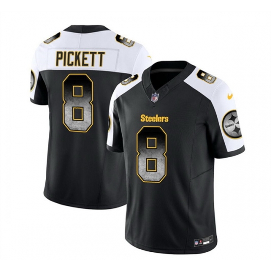 Men Pittsburgh Steelers 8 Kenny Pickett Black White 2023 F U S E Smoke Vapor Untouchable Limited Stitched Jersey Men Pittsburgh Steelers 8 Kenny Pickett Black White 2023 F U S E Smoke Vapor Untouchable Limited Stitched Jersey