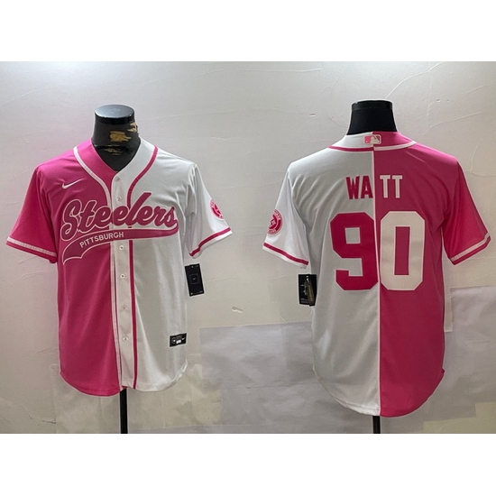 Men Pittsburgh Steelers 90 T J Watt 2024 Arctic Red White Salute To Service Stitched Baseball Jersey 3 Men Pittsburgh Steelers 90 T J Watt 2024 Arctic Red White Salute To Service Stitched Baseball Jersey 3