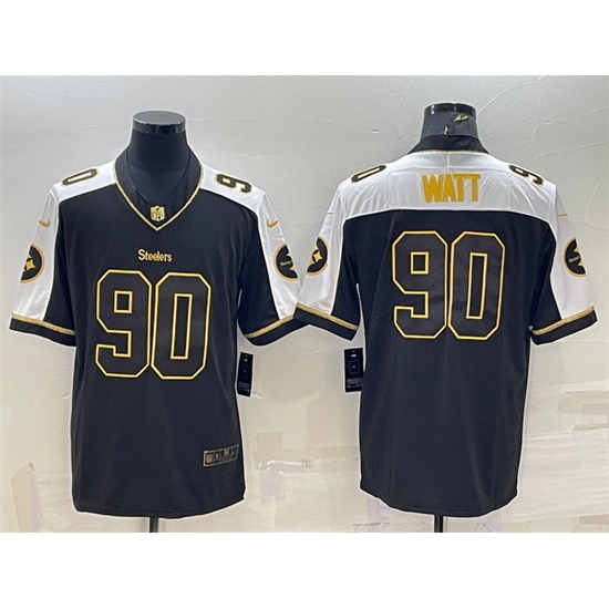 Men Pittsburgh Steelers 90 T J Watt Black Gold Thanksgiving Vapor Untouchable Limited Stitched Jersey Men Pittsburgh Steelers 90 T J Watt Black Gold Thanksgiving Vapor Untouchable Limited Stitched Jersey