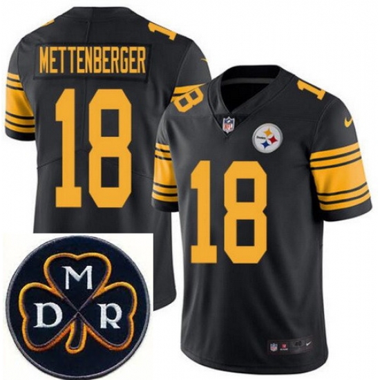 Men's Nike Pittsburgh Steelers #18 Zach Mettenberger Elite Black Rush NFL MDR Dan Rooney Patch Jersey Men's Nike Pittsburgh Steelers #18 Zach Mettenberger Elite Black Rush NFL MDR Dan Rooney Patch Jersey