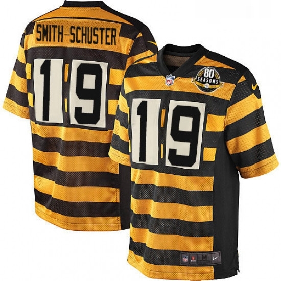 Mens Nike Pittsburgh Steelers 19 JuJu Smith Schuster Elite YellowBlack Alternate 80TH Anniversary Throwback NFL Jersey Mens Nike Pittsburgh Steelers 19 JuJu Smith Schuster Elite YellowBlack Alternate 80TH Anniversary Throwback NFL Jersey