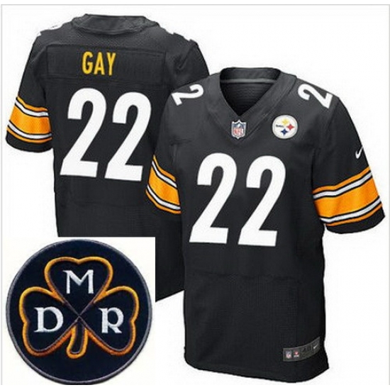 Men's Nike Pittsburgh Steelers #22 William Gay Black Team Color Stitched NFL Elite MDR Dan Rooney Patch Jersey Men's Nike Pittsburgh Steelers #22 William Gay Black Team Color Stitched NFL Elite MDR Dan Rooney Patch Jersey