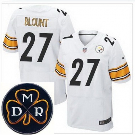 Men's Nike Pittsburgh Steelers #27 LeGarrette Blount White NFL Elite MDR Dan Rooney Patch Jersey Men's Nike Pittsburgh Steelers #27 LeGarrette Blount White NFL Elite MDR Dan Rooney Patch Jersey