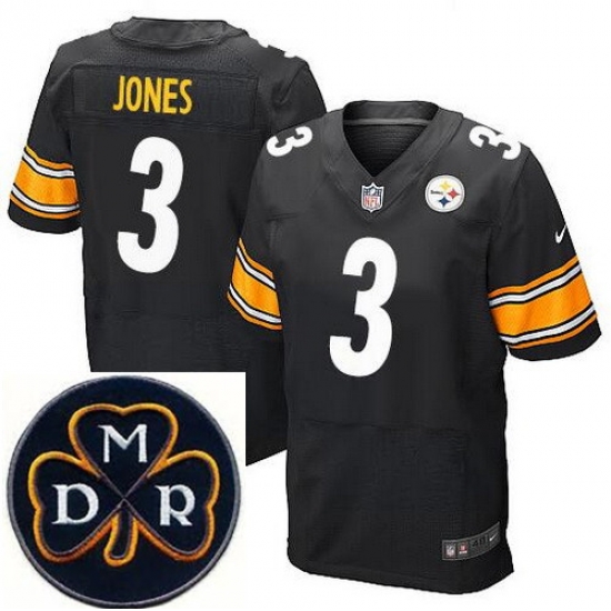 Men's Nike Pittsburgh Steelers #3 Landry Jones Black NFL Elite MDR Dan Rooney Patch Jersey Men's Nike Pittsburgh Steelers #3 Landry Jones Black NFL Elite MDR Dan Rooney Patch Jersey