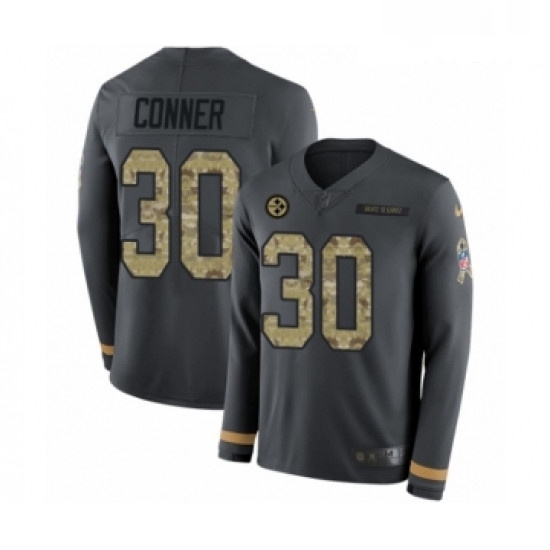 Mens Nike Pittsburgh Steelers 30 James Conner Limited Black Salute to Service Therma Long Sleeve NFL Jersey Mens Nike Pittsburgh Steelers 30 James Conner Limited Black Salute to Service Therma Long Sleeve NFL Jersey