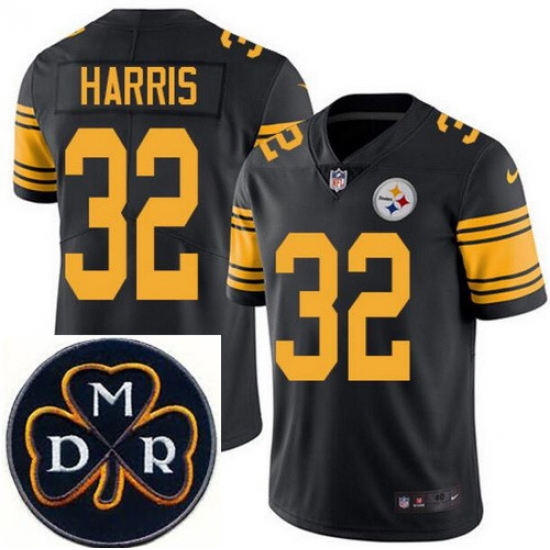 Men's Nike Pittsburgh Steelers #32 Franco Harris Elite Black Rush NFL MDR Dan Rooney Patch Jersey Men's Nike Pittsburgh Steelers #32 Franco Harris Elite Black Rush NFL MDR Dan Rooney Patch Jersey