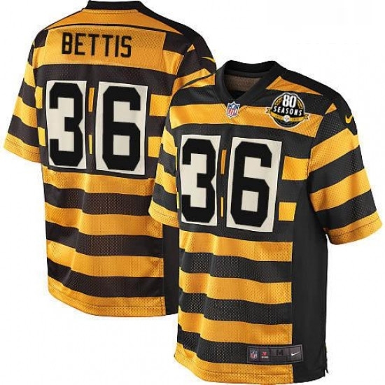 Mens Nike Pittsburgh Steelers 36 Jerome Bettis Game YellowBlack Alternate 80TH Anniversary Throwback NFL Jersey Mens Nike Pittsburgh Steelers 36 Jerome Bettis Game YellowBlack Alternate 80TH Anniversary Throwback NFL Jersey