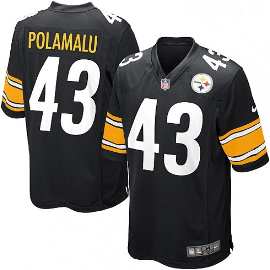 Mens Nike Pittsburgh Steelers 43 Troy Polamalu Game Black Team Color NFL Jersey Mens Nike Pittsburgh Steelers 43 Troy Polamalu Game Black Team Color NFL Jersey