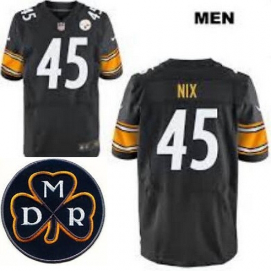 Men's Nike Pittsburgh Steelers #45 Roosevelt Nix Elite Black NFL MDR Dan Rooney Patch Jersey Men's Nike Pittsburgh Steelers #45 Roosevelt Nix Elite Black NFL MDR Dan Rooney Patch Jersey