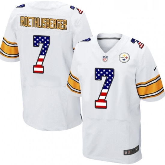 Mens Nike Pittsburgh Steelers 7 Ben Roethlisberger Elite White Road USA Flag Fashion NFL Jersey Mens Nike Pittsburgh Steelers 7 Ben Roethlisberger Elite White Road USA Flag Fashion NFL Jersey