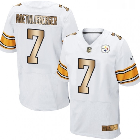 Mens Nike Pittsburgh Steelers 7 Ben Roethlisberger Elite WhiteGold NFL Jersey Mens Nike Pittsburgh Steelers 7 Ben Roethlisberger Elite WhiteGold NFL Jersey