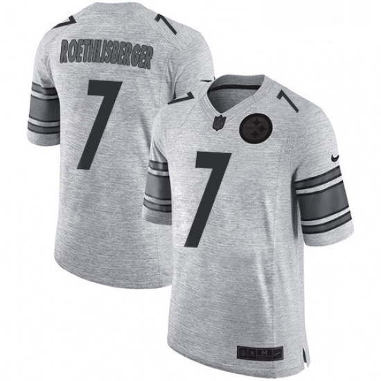 Mens Nike Pittsburgh Steelers 7 Ben Roethlisberger Limited Gray Gridiron II NFL Jersey Mens Nike Pittsburgh Steelers 7 Ben Roethlisberger Limited Gray Gridiron II NFL Jersey