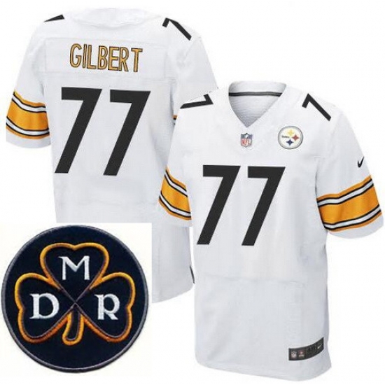 Men's Nike Pittsburgh Steelers #77 Marcus Gilbert Elite White NFL MDR Dan Rooney Patch Jersey Men's Nike Pittsburgh Steelers #77 Marcus Gilbert Elite White NFL MDR Dan Rooney Patch Jersey