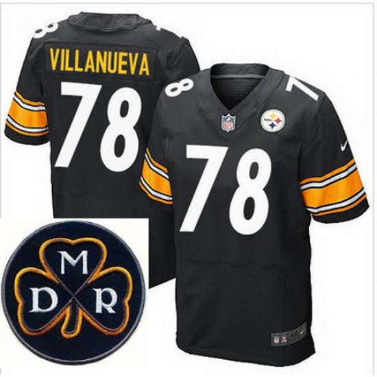 Men's Nike Pittsburgh Steelers #78 Alejandro Villanueva Black Team Color Stitched NFL Elite MDR Dan Rooney Patch Jersey Men's Nike Pittsburgh Steelers #78 Alejandro Villanueva Black Team Color Stitched NFL Elite MDR Dan Rooney Patch Jersey