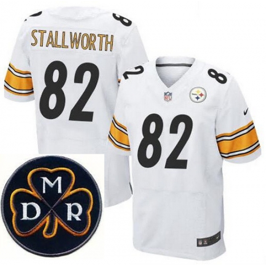 Men's Nike Pittsburgh Steelers #82 John Stallworth Elite White NFL MDR Dan Rooney Patch Jersey Men's Nike Pittsburgh Steelers #82 John Stallworth Elite White NFL MDR Dan Rooney Patch Jersey