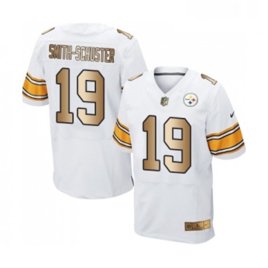Mens Pittsburgh Steelers 19 JuJu Smith Schuster Elite White Gold Football Jersey Mens Pittsburgh Steelers 19 JuJu Smith Schuster Elite White Gold Football Jersey