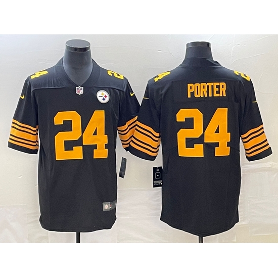 Men's Pittsburgh Steelers #24 Joey Porter Jr. Black 2023 Draft Color Rush Limited Stitched Jersey Men's Pittsburgh Steelers #24 Joey Porter Jr. Black 2023 Draft Color Rush Limited Stitched Jersey