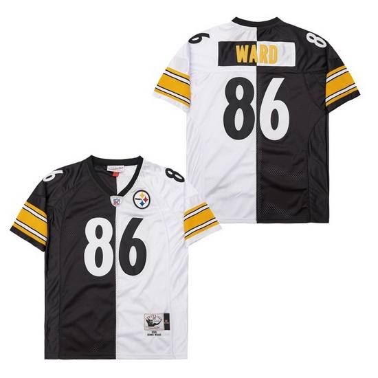 Men's Pittsburgh Steelers Hines Ward #86 White Black Split Stitched NFL Football Jersey Men's Pittsburgh Steelers Hines Ward #86 White Black Split Stitched NFL Football Jersey