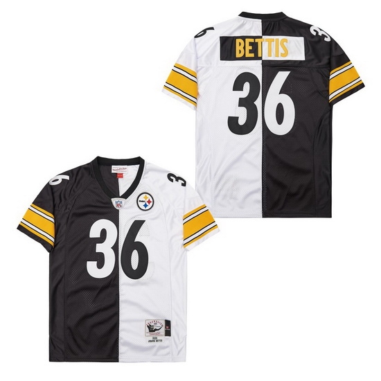 Men's Pittsburgh Steelers Jerome Bettis #36 White Black Split Stitched NFL Football Jersey Men's Pittsburgh Steelers Jerome Bettis #36 White Black Split Stitched NFL Football Jersey