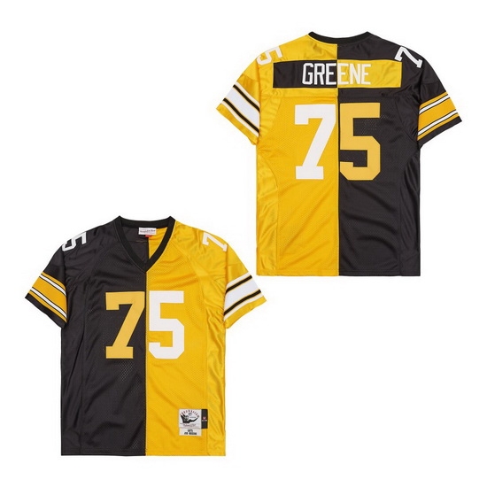 Men's Pittsburgh Steelers Joe Greene #75 Gold Black Split Stitched NFL Football Jersey Men's Pittsburgh Steelers Joe Greene #75 Gold Black Split Stitched NFL Football Jersey