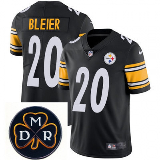 Nike Steelers #20 Rocky Bleier Black Mens NFL Vapor Untouchable Limited Stitched With MDR Dan Rooney Patch Jersey Nike Steelers #20 Rocky Bleier Black Mens NFL Vapor Untouchable Limited Stitched With MDR Dan Rooney Patch Jersey