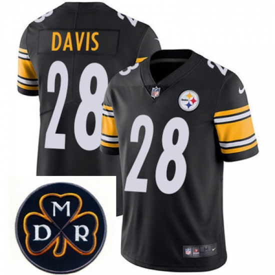 Nike Steelers #28 Sean Davis Black Mens NFL Vapor Untouchable Limited Stitched With MDR Dan Rooney Patch Jersey Nike Steelers #28 Sean Davis Black Mens NFL Vapor Untouchable Limited Stitched With MDR Dan Rooney Patch Jersey
