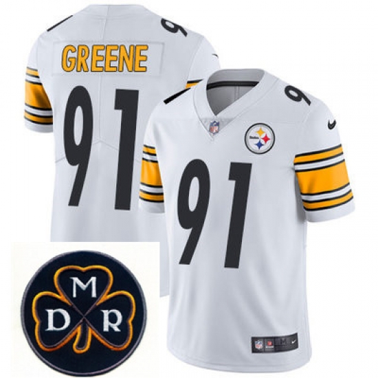 Nike Steelers #91 Kevin Greene White Mens NFL Vapor Untouchable Limited Stitched With MDR Dan Rooney Patch Jersey Nike Steelers #91 Kevin Greene White Mens NFL Vapor Untouchable Limited Stitched With MDR Dan Rooney Patch Jersey