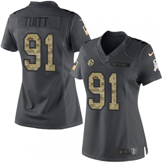Nike Steelers #91 Stephon Tuitt Black Womens Stitched NFL Limited 2016 Salute to Service Jersey Nike Steelers #91 Stephon Tuitt Black Womens Stitched NFL Limited 2016 Salute to Service Jersey