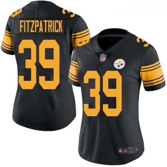 Steelers #39 Minkah Fitzpatrick Black Women Stitched Football Limited Rush Jersey Steelers #39 Minkah Fitzpatrick Black Women Stitched Football Limited Rush Jersey