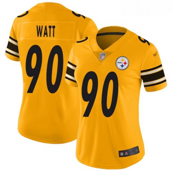Steelers #90 T J Watt Gold Women Stitched Football Limited Inverted Legend Jersey Steelers #90 T J Watt Gold Women Stitched Football Limited Inverted Legend Jersey
