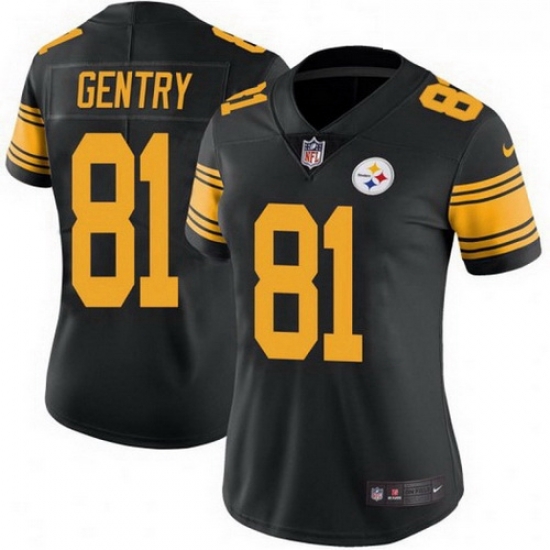 Women Nike 81 Zach Gentry Pittsburgh Steelers Limited Black Color Rush Jersey Women Nike 81 Zach Gentry Pittsburgh Steelers Limited Black Color Rush Jersey