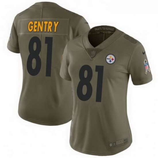 Women Nike 81 Zach Gentry Pittsburgh Steelers Limited Green 2017 Salute to Service Jersey Women Nike 81 Zach Gentry Pittsburgh Steelers Limited Green 2017 Salute to Service Jersey
