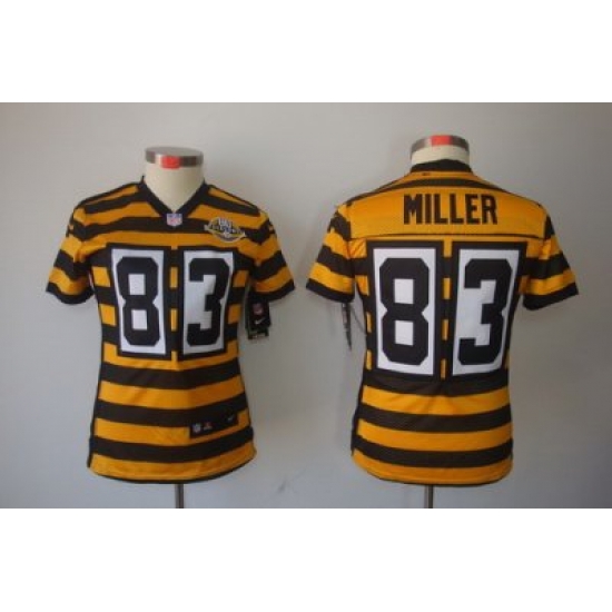 Women Nike Pittsburgh Steelers 83# Heath Miller Yellow-Black 80th Throwback Limited Jerseys Women Nike Pittsburgh Steelers 83# Heath Miller Yellow-Black 80th Throwback Limited Jerseys
