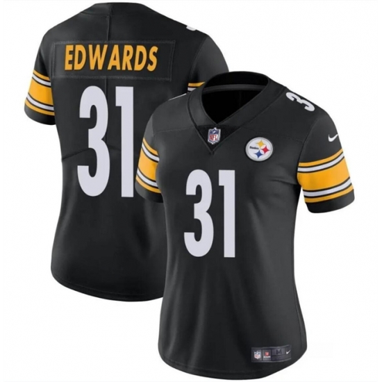 Women Pittsburgh Steelers 31 Daijun Edwards 2024 Black Vapor Stitched Football Jersey Women Pittsburgh Steelers 31 Daijun Edwards 2024 Black Vapor Stitched Football Jersey