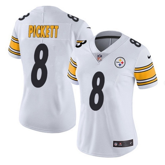 Women Pittsburgh Steelers 8 Kenny Pickett White Vapor Untouchable Limited Stitched Jersey Women Pittsburgh Steelers 8 Kenny Pickett White Vapor Untouchable Limited Stitched Jersey