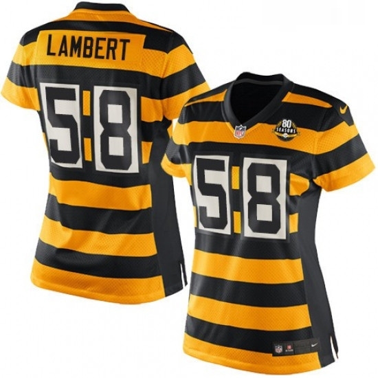 Womens Nike Pittsburgh Steelers 58 Jack Lambert Elite YellowBlack Alternate 80TH Anniversary Throwback NFL Jersey Womens Nike Pittsburgh Steelers 58 Jack Lambert Elite YellowBlack Alternate 80TH Anniversary Throwback NFL Jersey