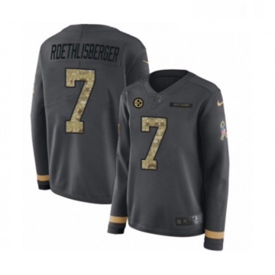 Womens Nike Pittsburgh Steelers 7 Ben Roethlisberger Limited Black Salute to Service Therma Long Sleeve NFL Jersey Womens Nike Pittsburgh Steelers 7 Ben Roethlisberger Limited Black Salute to Service Therma Long Sleeve NFL Jersey