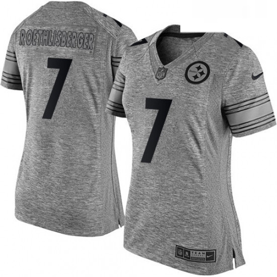 Womens Nike Pittsburgh Steelers 7 Ben Roethlisberger Limited Gray Gridiron NFL Jersey Womens Nike Pittsburgh Steelers 7 Ben Roethlisberger Limited Gray Gridiron NFL Jersey