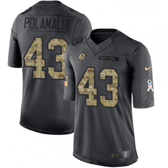 Youth Nike Pittsburgh Steelers 43 Troy Polamalu Limited Black 2016 Salute to Service NFL Jersey Youth Nike Pittsburgh Steelers 43 Troy Polamalu Limited Black 2016 Salute to Service NFL Jersey
