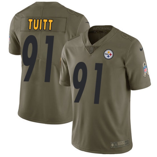 Youth Nike Steelers #91 Stephon Tuitt Olive Stitched NFL Limited 2017 Salute to Service Jersey Youth Nike Steelers #91 Stephon Tuitt Olive Stitched NFL Limited 2017 Salute to Service Jersey
