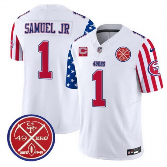 Men San Francisco 49ers 1 Deebo Samuel White 2024 F U S E American Vapor Limited Stitched Football Jersey Men San Francisco 49ers 1 Deebo Samuel White 2024 F U S E American Vapor Limited Stitched Football Jersey