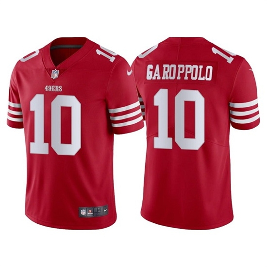 Men San Francisco 49ers 10 Jimmy Garoppolo 2022 New Scarlet Vapor Untouchable Stitched Football Jersey Men San Francisco 49ers 10 Jimmy Garoppolo 2022 New Scarlet Vapor Untouchable Stitched Football Jersey