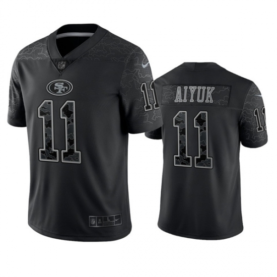Men San Francisco 49ers 11 Brandon Aiyuk Black Reflective Limited Stitched Football Jersey Men San Francisco 49ers 11 Brandon Aiyuk Black Reflective Limited Stitched Football Jersey