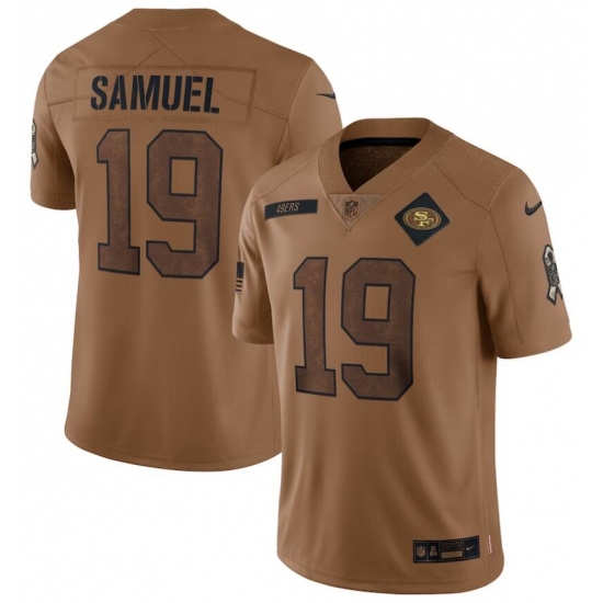 Men San Francisco 49ers 13 Brock Purdy 2023 Brown Salute To Sercie Stitched Football Jersey Men San Francisco 49ers 13 Brock Purdy 2023 Brown Salute To Sercie Stitched Football Jersey