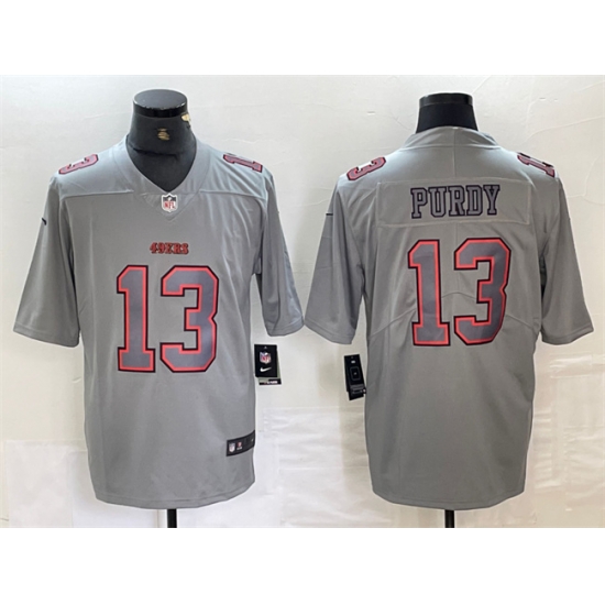 Men San Francisco 49ers 13 Brock Purdy Grey Atmosphere Fashion Stitched Jersey Men San Francisco 49ers 13 Brock Purdy Grey Atmosphere Fashion Stitched Jersey