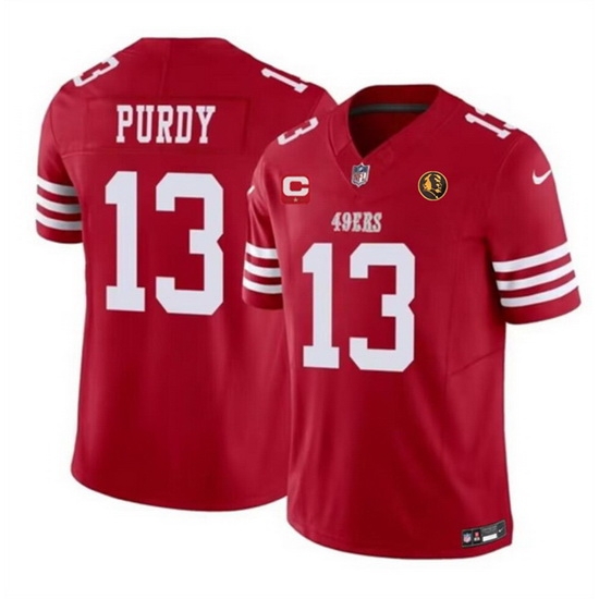 Men San Francisco 49ers 13 Brock Purdy Red 2023 F U S E With 1 Star C Patch And John Madden Patch Vapor Limited Stitched Football Jersey Men San Francisco 49ers 13 Brock Purdy Red 2023 F U S E With 1 Star C Patch And John Madden Patch Vapor Limited Stitched Football Jersey